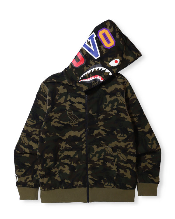 Sweat À Capuche Bape X OVO Woodland Camo Shark Reversible Full Zip Homme Noir | KJUYO0356