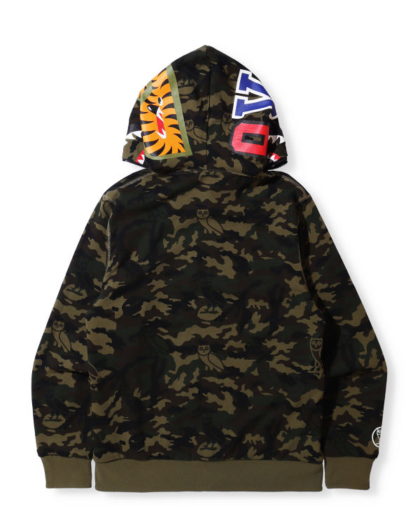 Sweat À Capuche Bape X OVO Woodland Camo Shark Reversible Full Zip Homme Noir | KJUYO0356