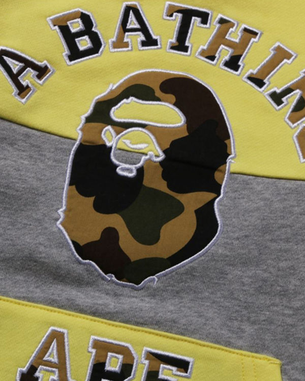 Sweats Bape 1st Camo College Patch Colourblock Crewneck Enfant Jaune | UROLI7493