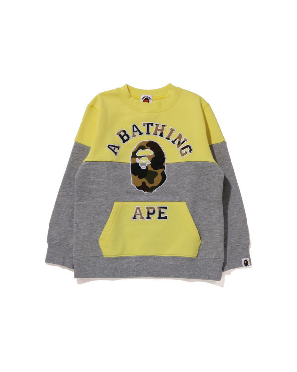 Sweats Bape 1st Camo College Patch Colourblock Crewneck Enfant Jaune | UROLI7493