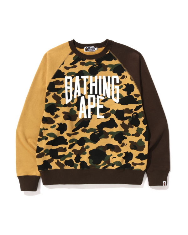 Sweats Bape 1st Camo Crazy Bathing Ape Relaxed Fit Crewneck Homme Jaune | ECBFY8604