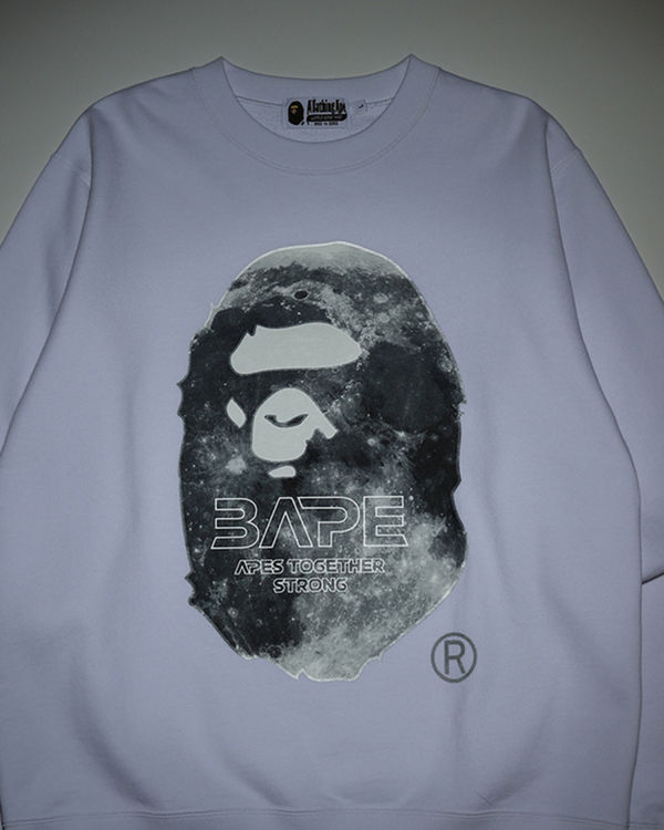 Sweats Bape Ape Head Moon Crewneck Homme Blanche | PMXDZ9403