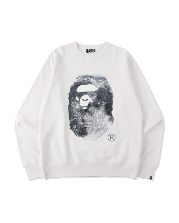 Sweats Bape Ape Head Moon Crewneck Homme Blanche | PMXDZ9403