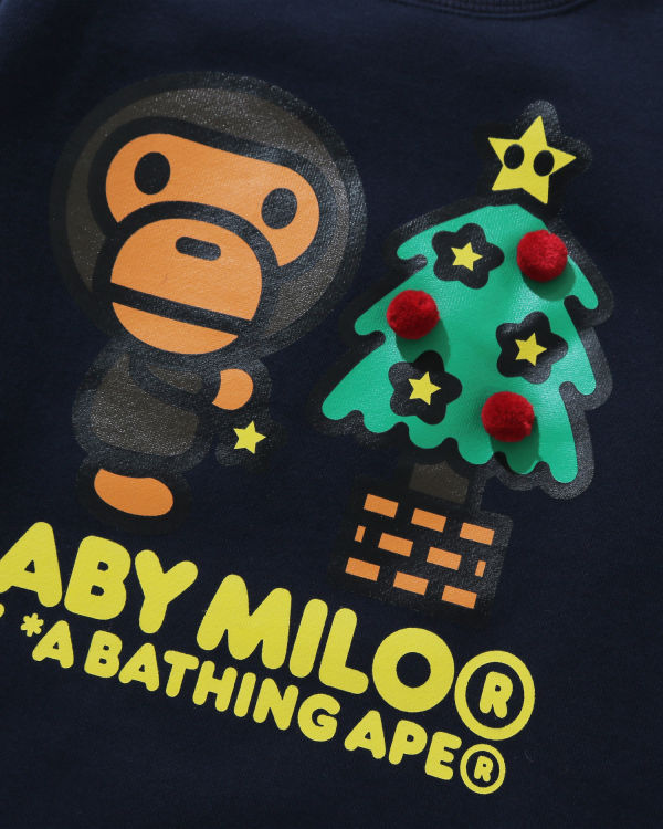 Sweats Bape Milo Christmas Tree Crewneck Enfant Bleu Foncé | BXAPG1074