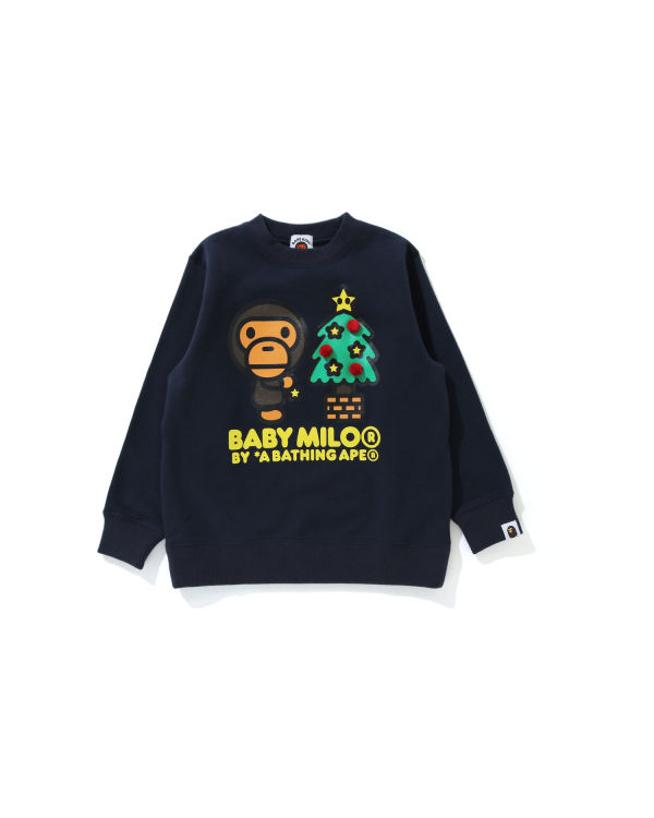 Sweats Bape Milo Christmas Tree Crewneck Enfant Bleu Foncé | BXAPG1074