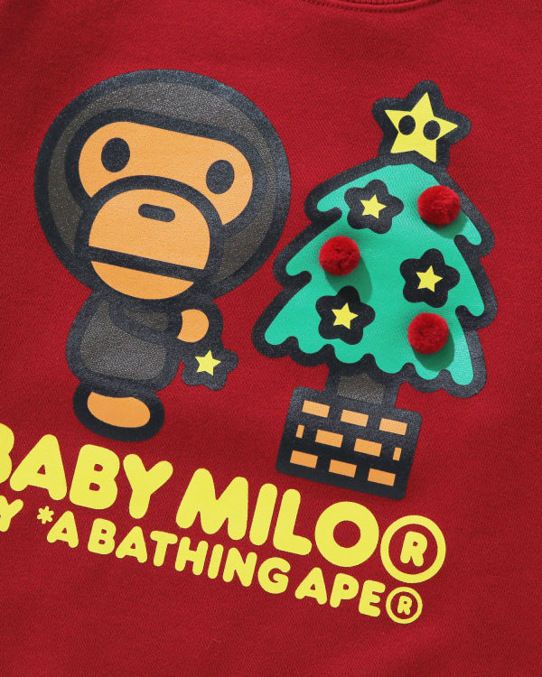 Sweats Bape Milo Christmas Tree Crewneck Enfant Rouge Clair | CTPOR2609