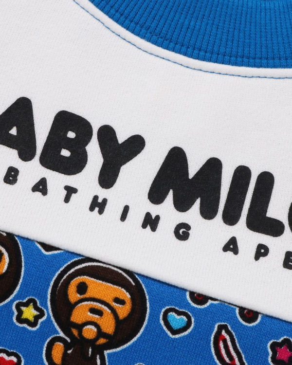 Sweats Bape Milo Speech Balloon Crewneck Enfant Bleu | REKCF4307