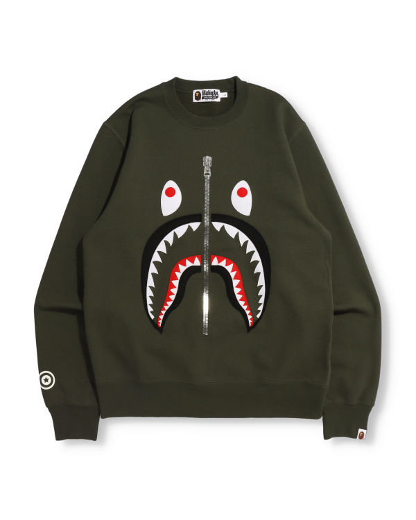 Sweats Bape Patched Shark Crewneck Homme Vert | RHKZP9267