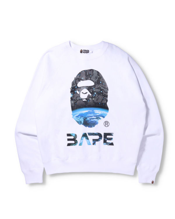 Sweats Bape Space Camo Ape Head Loose Fit Crewneck Homme Blanche | LWMRD3418