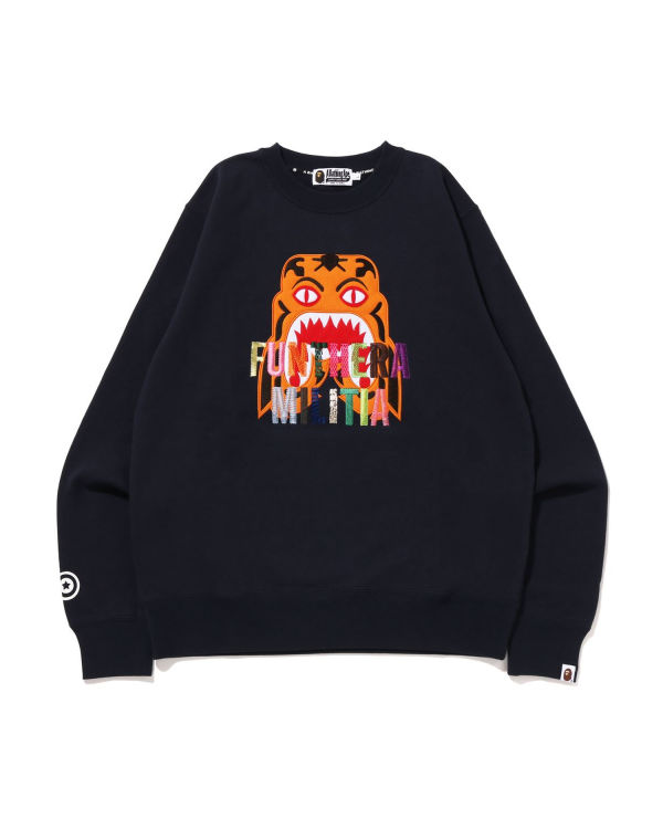 Sweats Bape Tiger Embroidery Crewneck Homme Bleu Marine Bleu | MBFYW6280