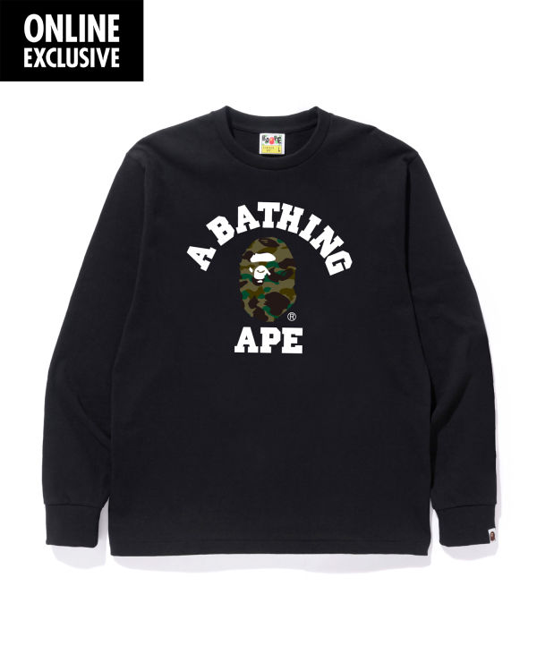 T Shirts Bape 1st Camo College Homme Noir | SVHBT8146