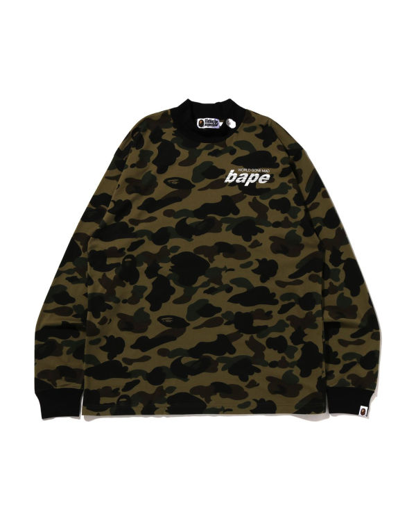 T Shirts Bape 1st Camo Mock Neck Relaxed Fit L/S Homme Vert | KRBON6298