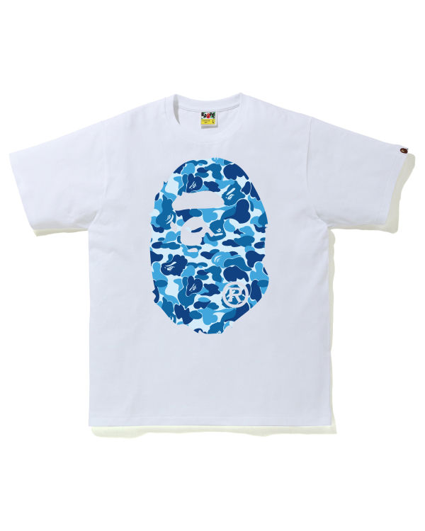 T Shirts Bape ABC Camo Big Ape Head Homme Bleu | KMETX9870