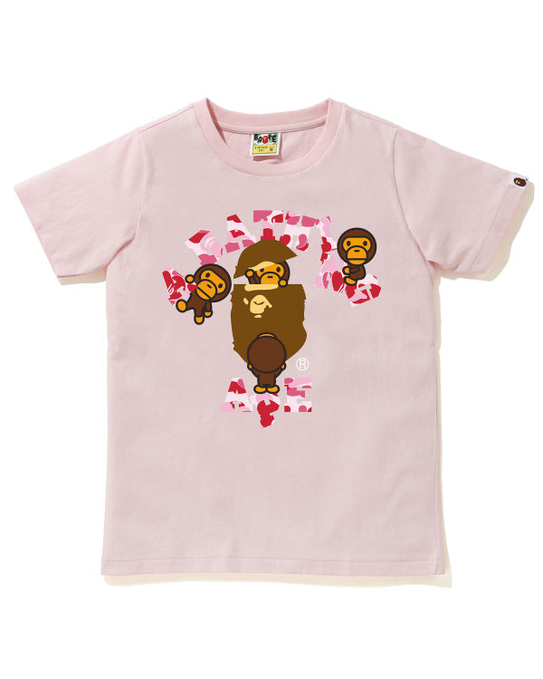 T Shirts Bape ABC Camo College Milo Femme Rose | ACSHD6431