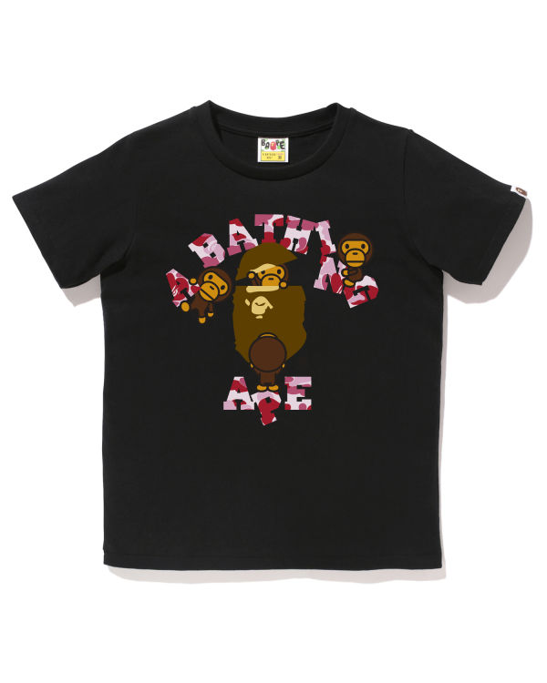 T Shirts Bape ABC Camo College Milo Femme Noir | QIZES5871