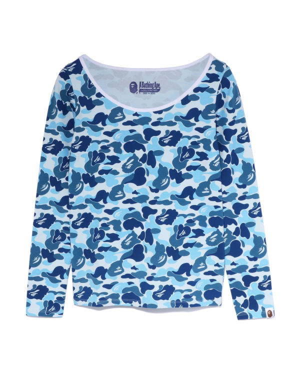 T Shirts Bape ABC Camo L/S Femme Bleu Clair | XYZDS2018