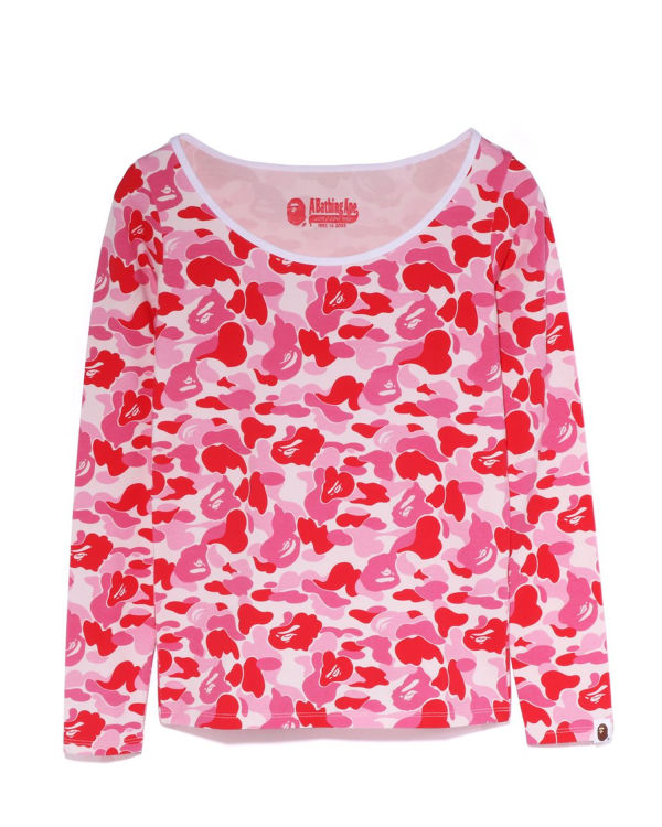 T Shirts Bape ABC Camo L/S Femme Rose | KZEYB8367