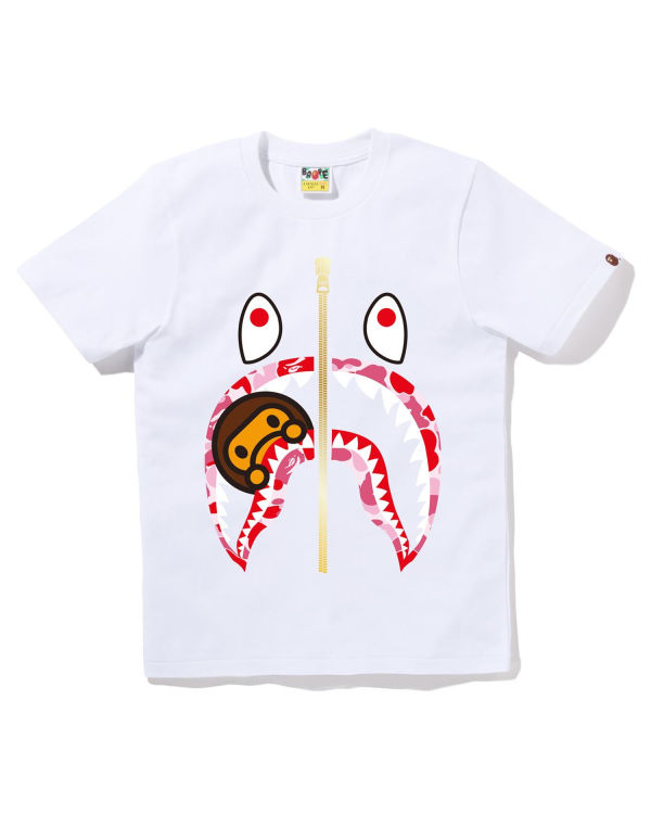 T Shirts Bape ABC Camo Milo Shark Femme Blanche | OKVTY0576