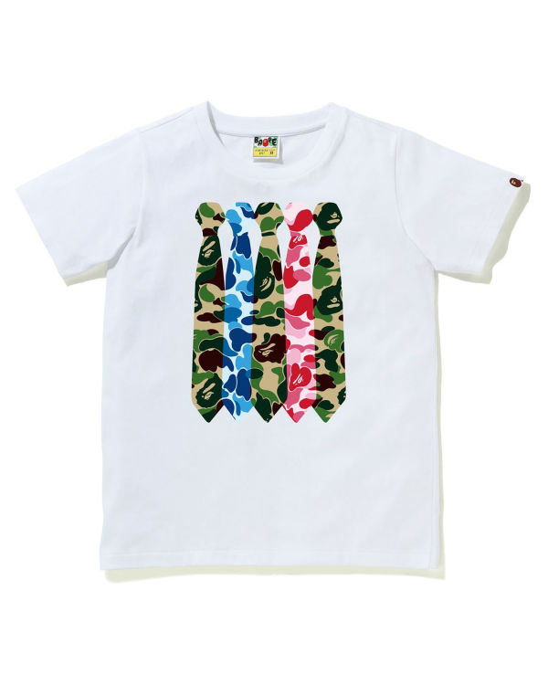 T Shirts Bape ABC Camo Neck Femme Blanche | RFESX9581