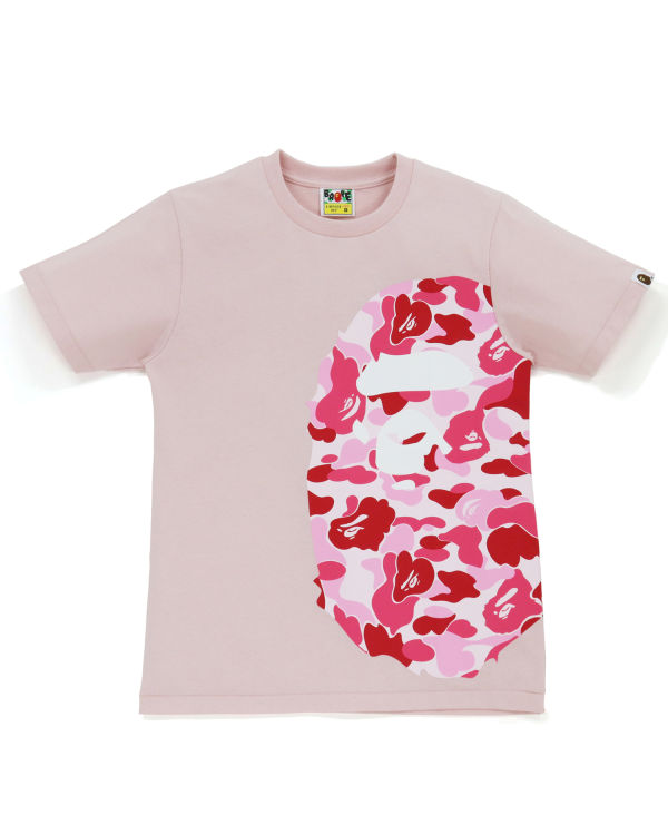 T Shirts Bape ABC Camo Side Big Ape Head Femme Rose | KPLMU4857