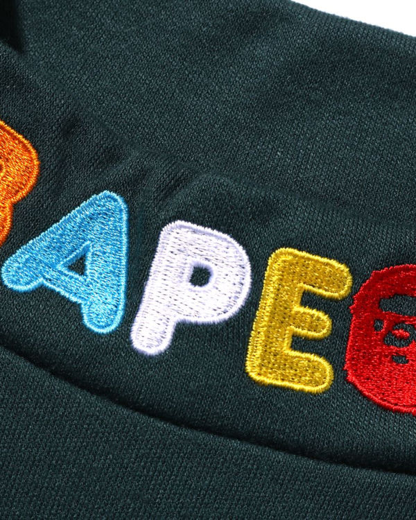 T Shirts Bape Ape Head & Milo One Point High Neck L/S Enfant Vert Foncé | FAEPK7512