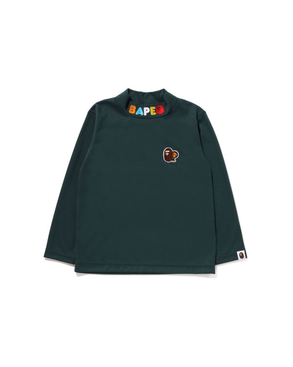 T Shirts Bape Ape Head & Milo One Point High Neck L/S Enfant Vert Foncé | FAEPK7512