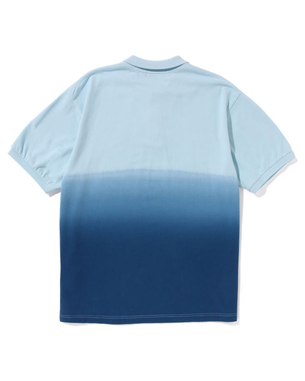 T Shirts Bape Ape Head One Point Gradation Relaxed Fit Polo Homme Bleu | EGPKO0268