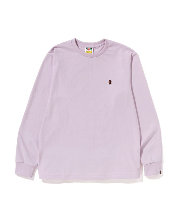 T Shirts Bape Ape Head One Point L/S Homme Violette | MXPYL6809