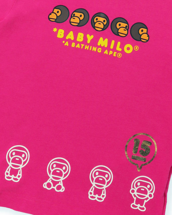 T Shirts Bape BK15th Anniversary Milo Enfant Rose | LRKZQ5342