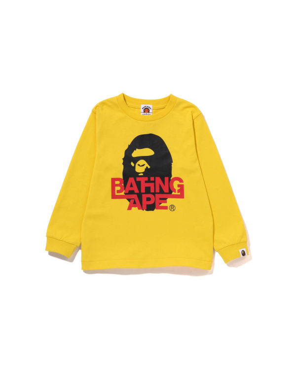 T Shirts Bape Bathing Ape Ape Head L/S Enfant Jaune | KUSJY5328