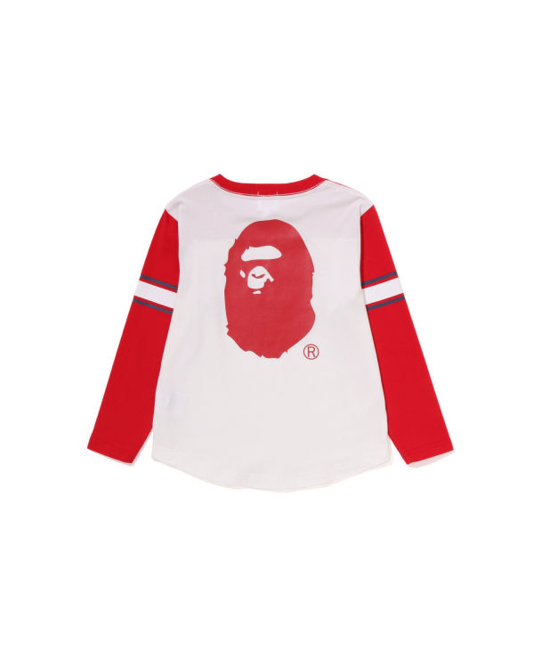 T Shirts Bape Bathing Ape Football L/S Enfant Blanche | JPSLC9627