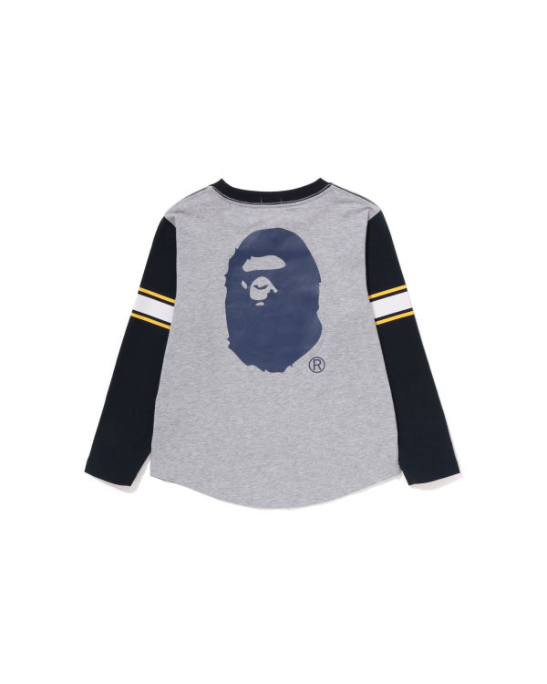 T Shirts Bape Bathing Ape Football L/S Enfant Grise | RJKMX0694