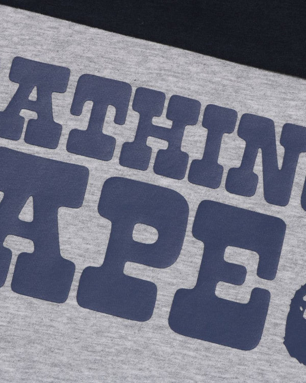 T Shirts Bape Bathing Ape Football L/S Enfant Grise | RJKMX0694