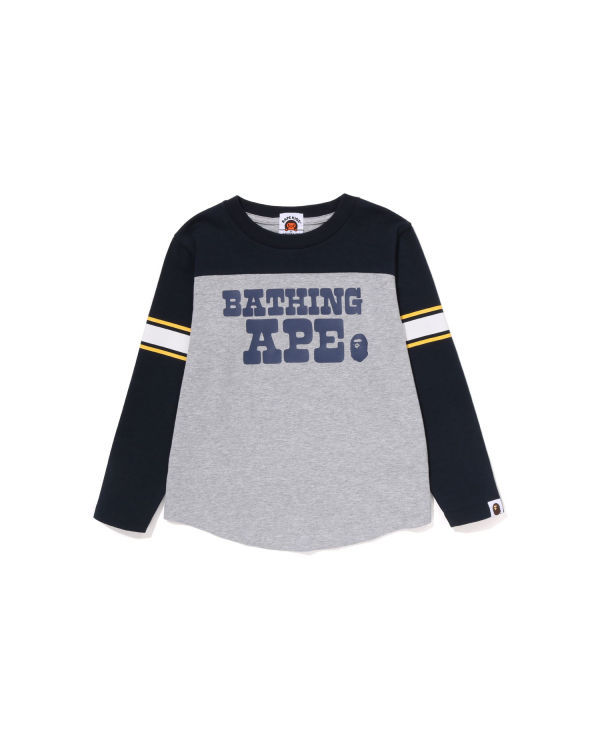 T Shirts Bape Bathing Ape Football L/S Enfant Grise | RJKMX0694