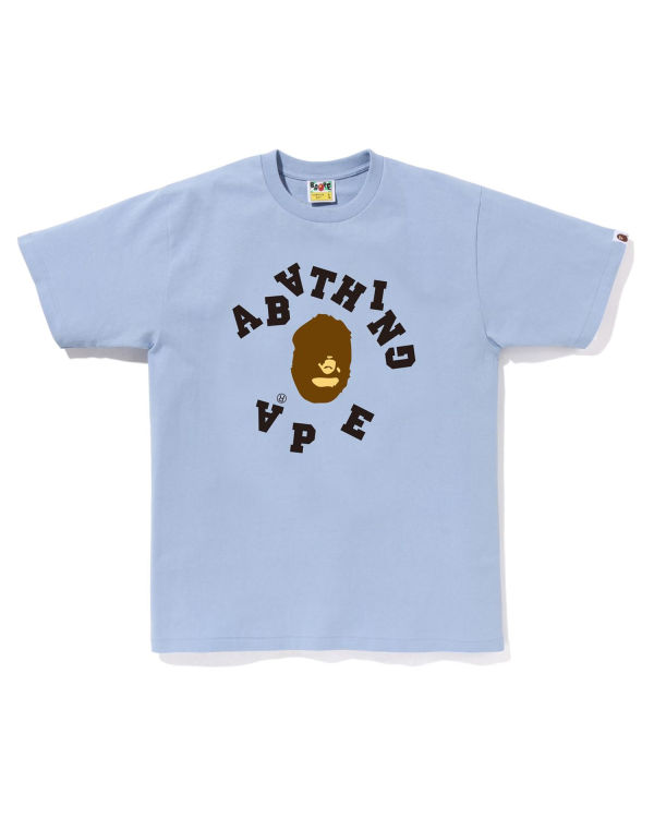 T Shirts Bape Broken College Homme Bleu | CYPBN8356