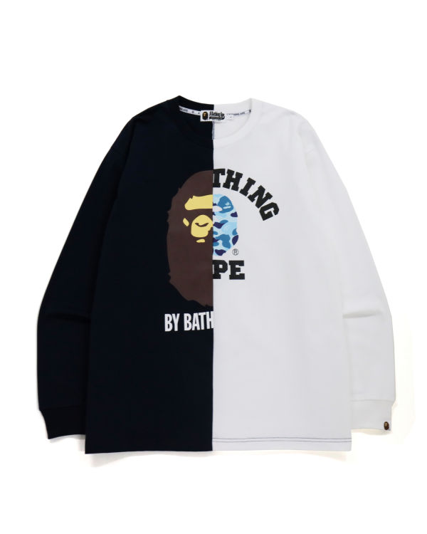 T Shirts Bape College & By Bathing Relax Fit Homme Bleu Marine Bleu | RDNIU6087