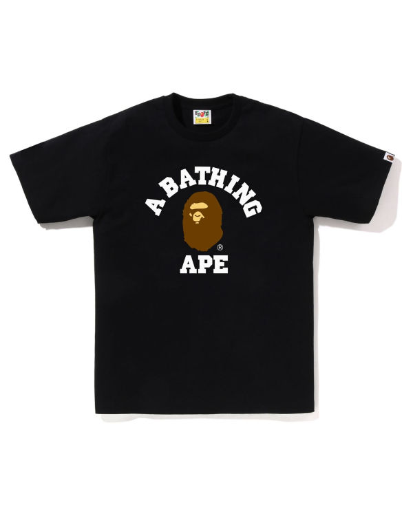 T Shirts Bape College Homme Noir | QFOIZ0362