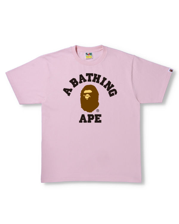 T Shirts Bape College Homme Rose | JZTGD7463