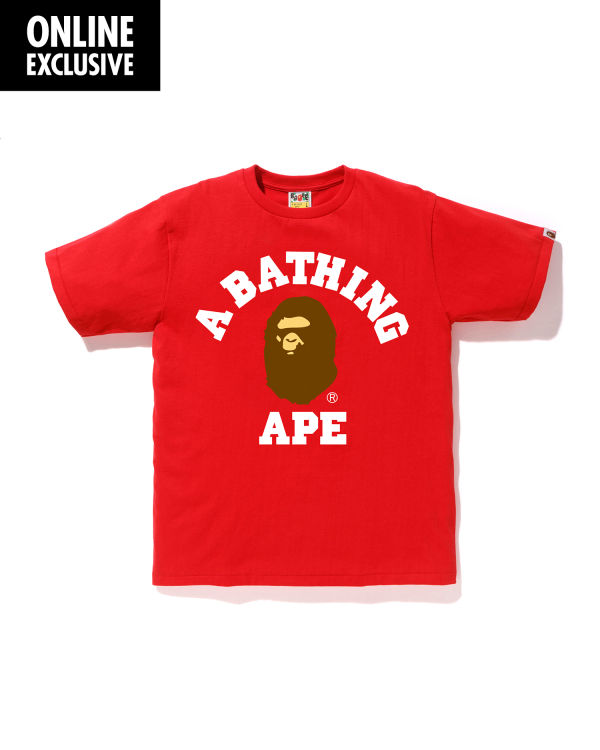 T Shirts Bape College Homme Rouge Clair | NXICP7504