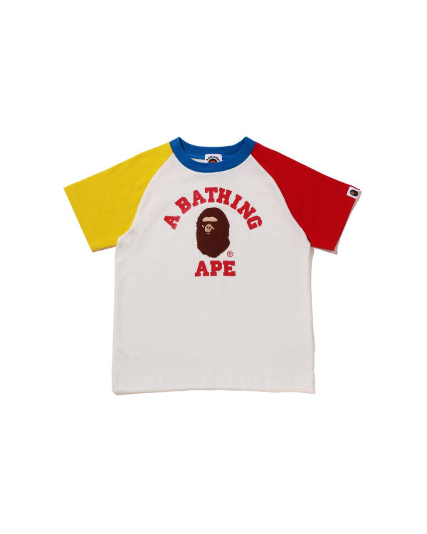 T Shirts Bape College Raglan Enfant Blanche | FMXOB2619