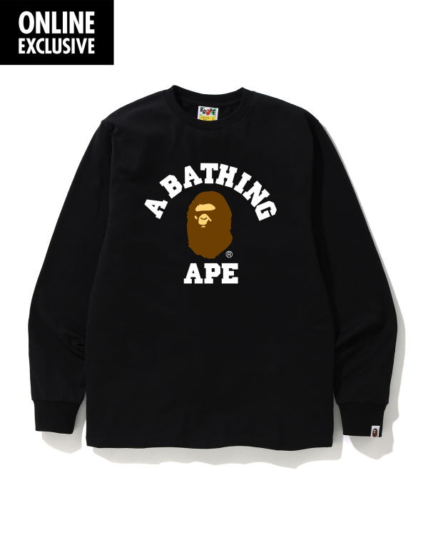 T Shirts Bape College logo Homme Noir | WGRPC7219