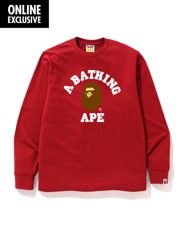 T Shirts Bape College logo Homme Rouge Clair | HCYJG8729