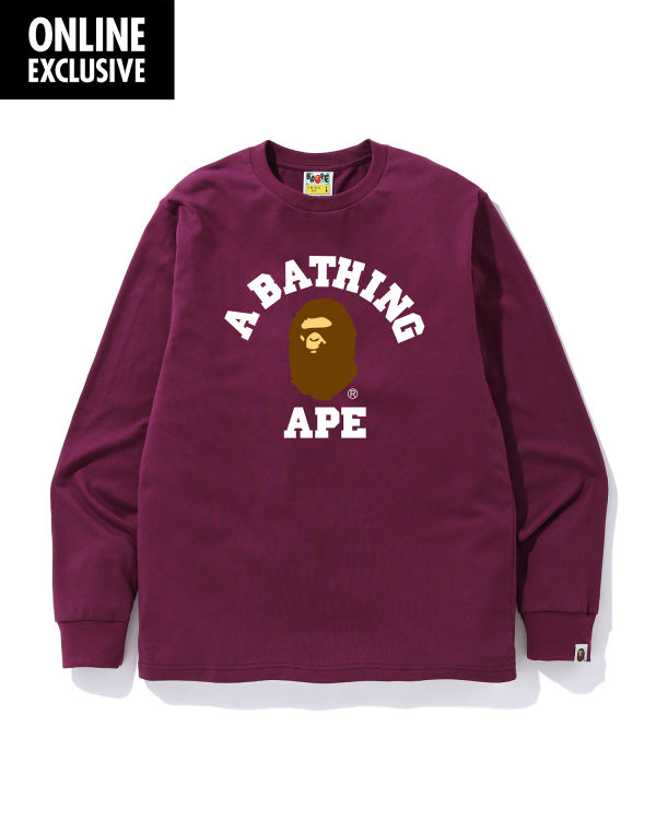 T Shirts Bape College logo Homme Violette Foncé | ORCIP5237