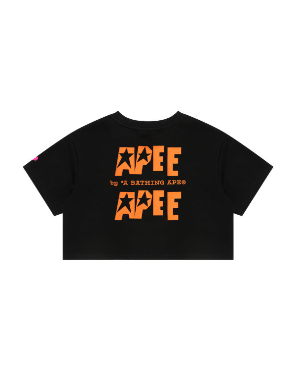 T Shirts Bape Double logo cropped Femme Noir | GTPXF2793