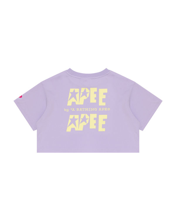 T Shirts Bape Double logo cropped Femme Violette | TPLNI8143