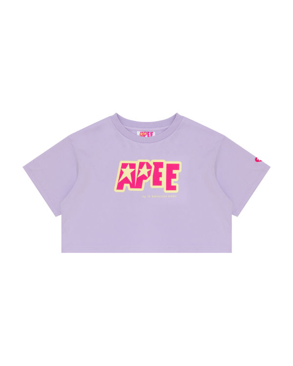 T Shirts Bape Double logo cropped Femme Violette | TPLNI8143