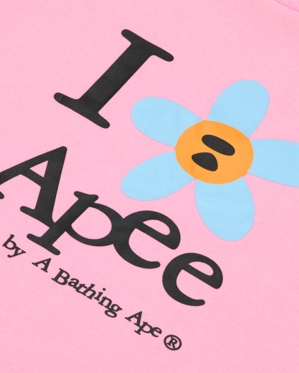 T Shirts Bape Flower cropped Femme Rose | VTMFN2367