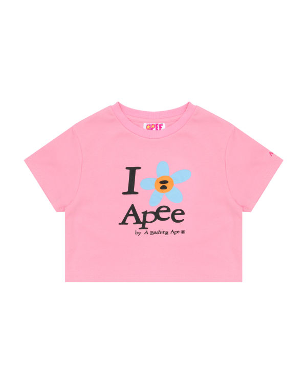 T Shirts Bape Flower cropped Femme Rose | VTMFN2367