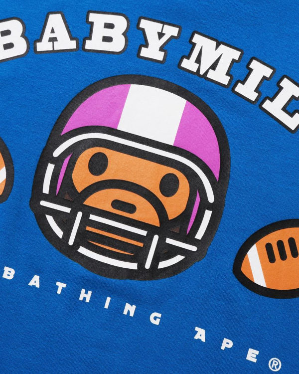 T Shirts Bape Football Milo Enfant Bleu | JAGBU9562