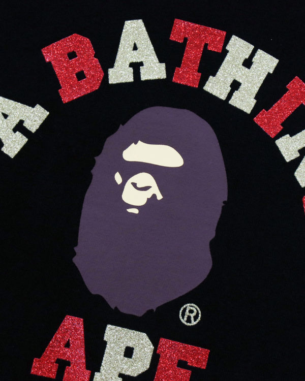 T Shirts Bape Glitter College Enfant Noir | XPBJN6481